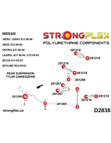 281268A: Rear anti roll bar bush SPORT