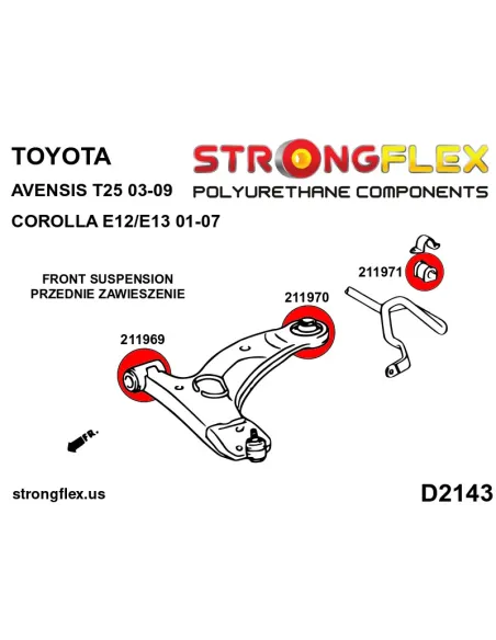 216290A: Full suspension bush kit SPORT