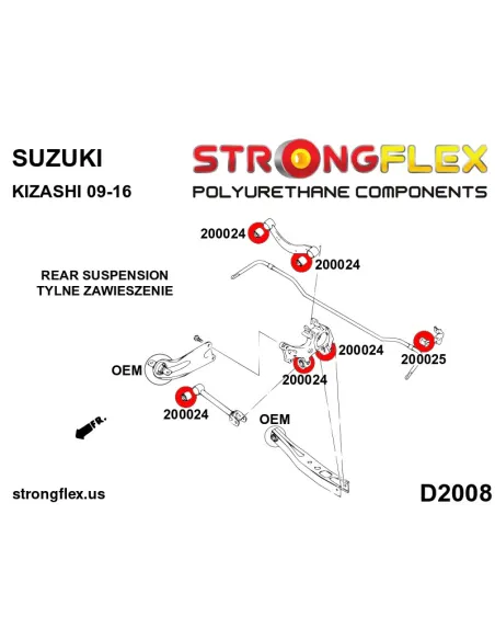 206163A: Rear suspension bush kit SPORT
