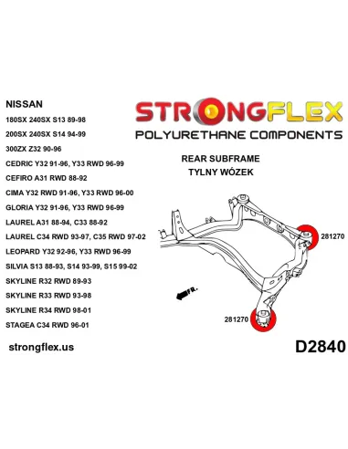 281270A: Rear beam mounting bush RWD SPORT