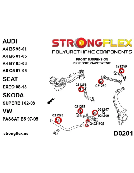 026281B: Front suspension and ream beam bush kit