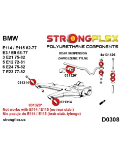 036125A: Rear suspension bush kit SPORT 2
