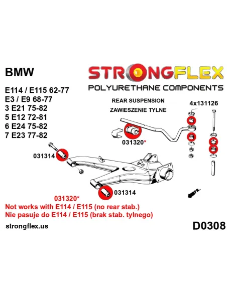 036125B: Rear suspension bush kit