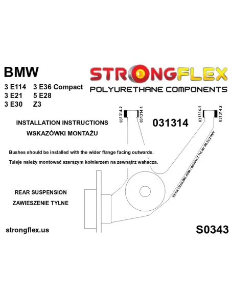 036126A: Rear suspension bush kit SPORT