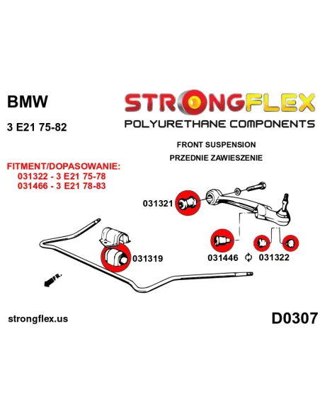 036128A: Front suspension bush kit SPORT