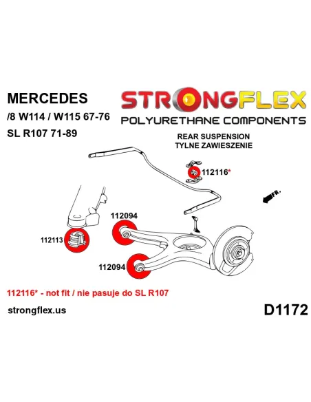 116300B: Rear suspension bush kit