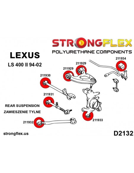 216252A: Rear suspension bush kit SPORT