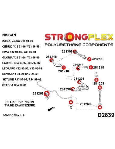 281398A: Rear trailing arm bushes SPORT
