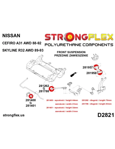 281400B: Front anti roll bar bush