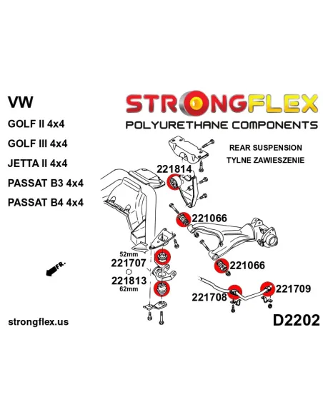 226237B: Rear suspension bush kit