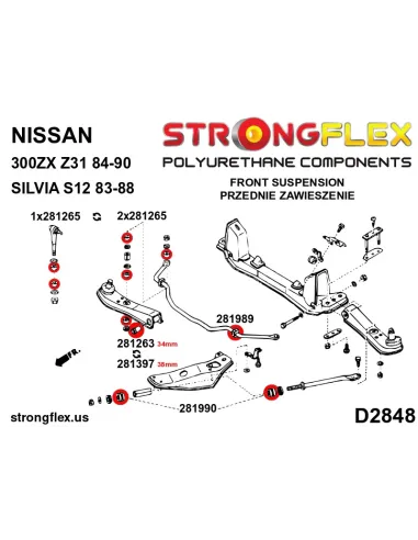 286229A: Front suspension bush kit SPORT