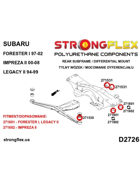 276248B: Rear subframe bush kit