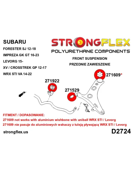 276250B: Front suspension bush kit