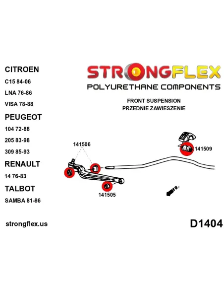 146104B: Front suspension and ream beam bush kit