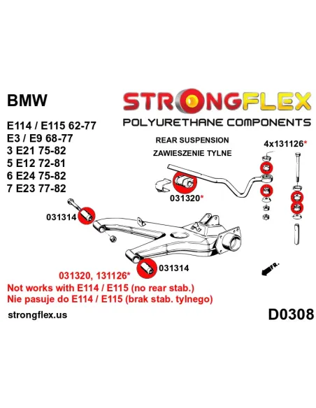 036134A: Full suspension polyurethane bush kit SPORT