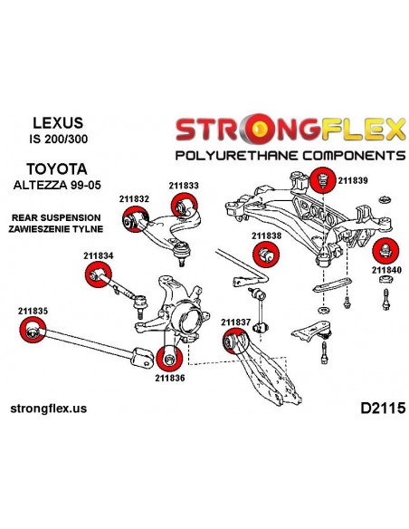216233B: Rear suspension bush kit