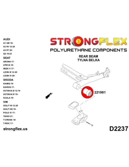 226246B: Front suspension and ream beam bush kit