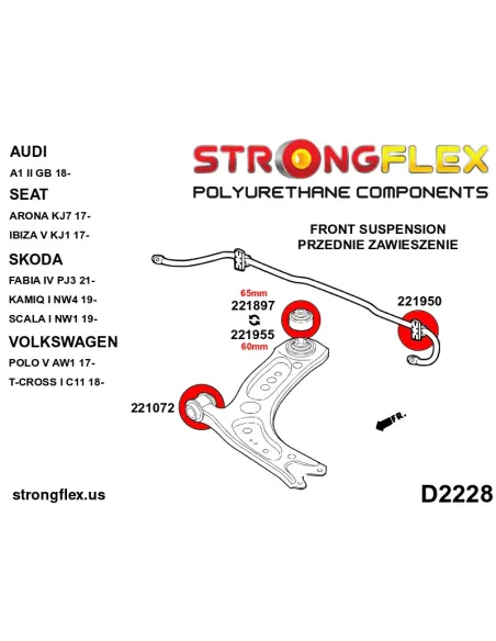 226247B: Front suspension and ream beam bush kit