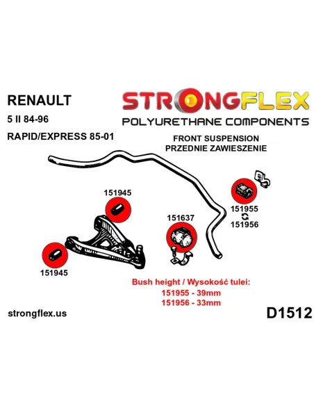 156095B: Front suspension bush kit