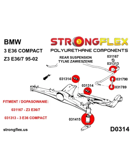 036136A: Rear suspension bush kit SPORT