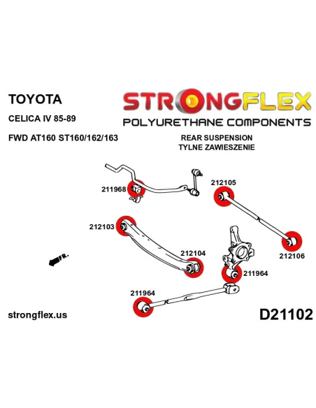 216301A: Rear suspension bush kit SPORT