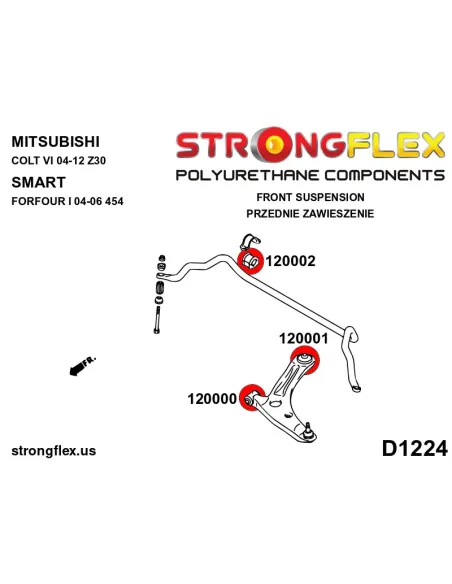 126154A: Front suspension bush kit SPORT