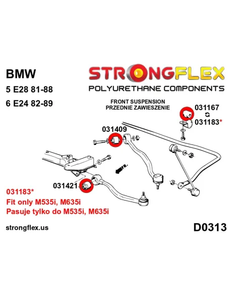031183A: Front anti roll bar bush SPORT