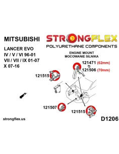 121471B: Front lower diff mount 62mm 2