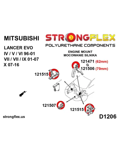 121471B: Front lower diff mount 62mm