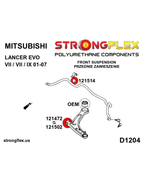121502B: Front wishbone front bush 12mm