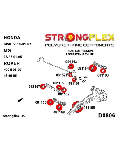 081196A: Rear anti roll bar link bush SPORT