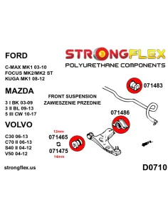 071465B: Front wishbone front bush - bolt 12mm 2