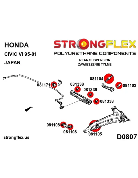 086093A: Rear suspension bush kit SPORT