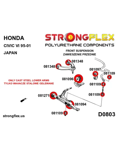 086096A: Front suspension bush kit SPORT