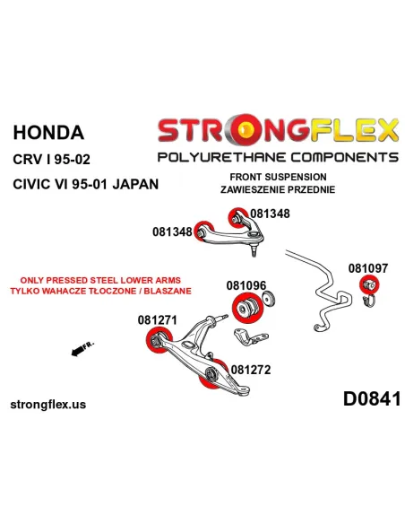 086097A: Front suspension bush kit SPORT