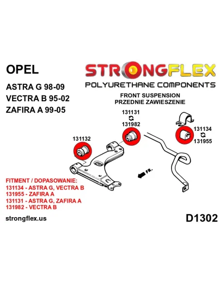 136032A: Front suspension bush kit SPORT