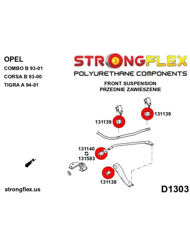 136053B: Front suspension and ream beam bush kit