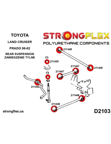 216124A: Rear suspension bush kit SPORT