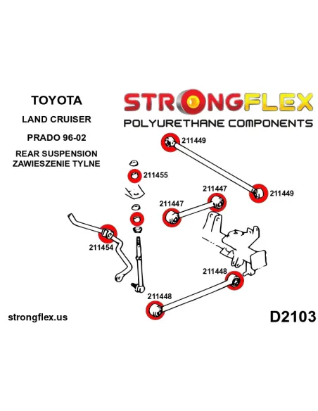 216124A: Rear suspension bush kit SPORT