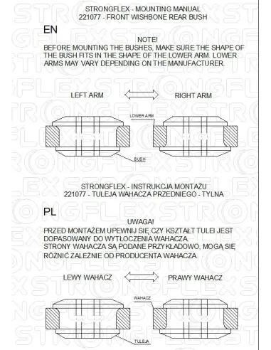 226018A: Front suspension bush kit SPORT