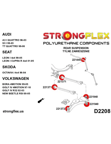 226129A: Rear suspension bush kit SPORT