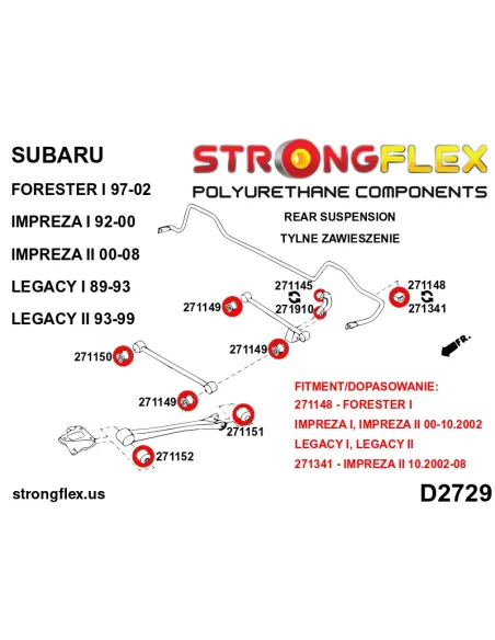 276077B: Front and rear suspension bush kit