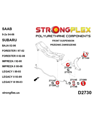 276077B: Front and rear suspension bush kit