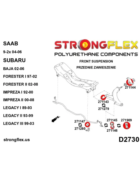 276077B: Front and rear suspension bush kit