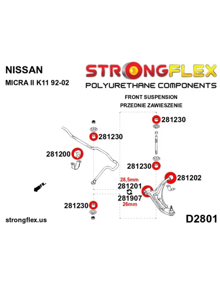 286055A: Front suspension bush kit SPORT