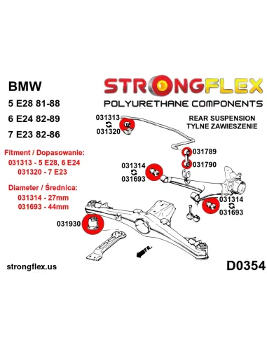 031320A: Front / rear anti roll bar bush SPORT