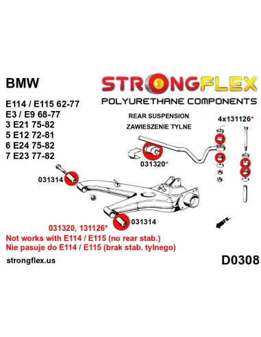 031320A: Front / rear anti roll bar bush SPORT