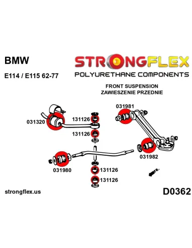 031320A: Front / rear anti roll bar bush SPORT