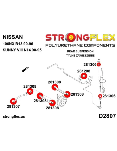 286100A: Rear suspension bush kit SPORT