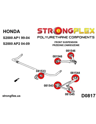 086150B: Front suspension bush kit AP1/AP2